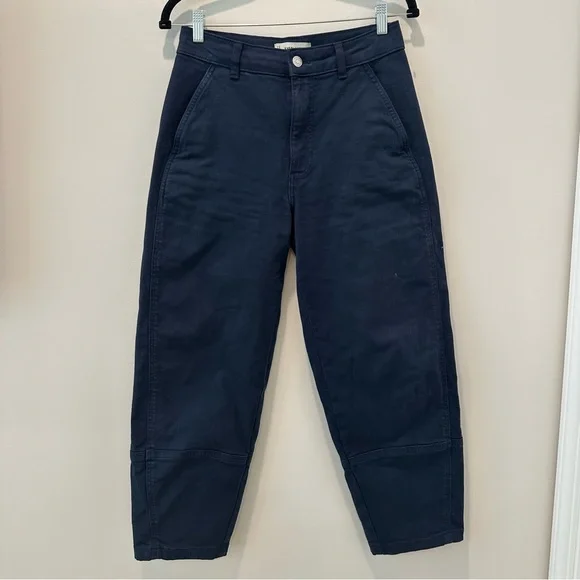 Everlane The Utility Barrel Pant Jean Cotton Twill Navy Blue High Rise 4 Panel - Picture 2 of 16